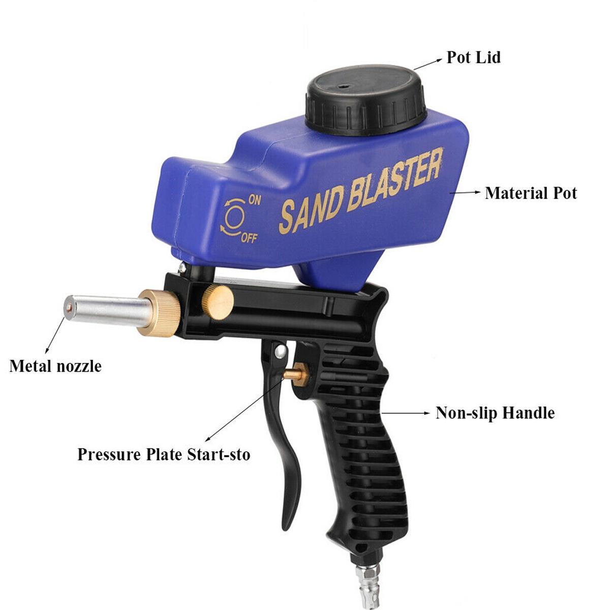 Portable Gravity Sandblasting Gun Pneumatic Sandblasting Set Rust Blasting Device Small Sand Blasting Machine 600cc