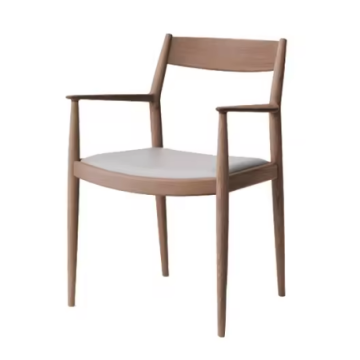Silla de comedor con reposabrazos en madera de fresno y nogal