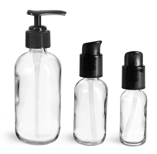 4oz Glass Treatment Pump Round Boston Bottle