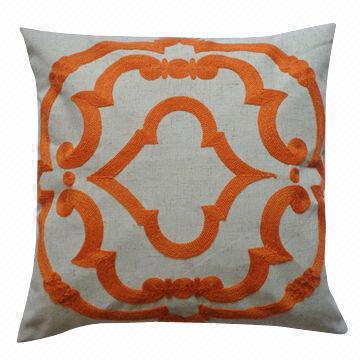 Decorative Linen Embroidery Cotton Cushion Pillow, Measures 45x45cm