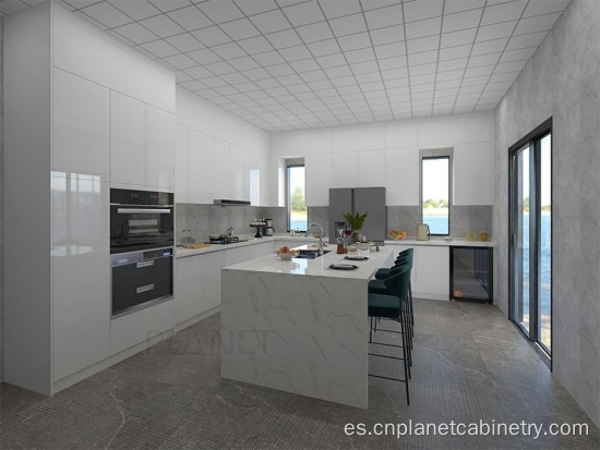 Diseño moderno laminado gabinetes de cocina blancos blancos