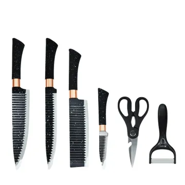 Manufacturer Wholesale Kitchen 6 Piece Set Nonstick Color Coated Black Knife Set