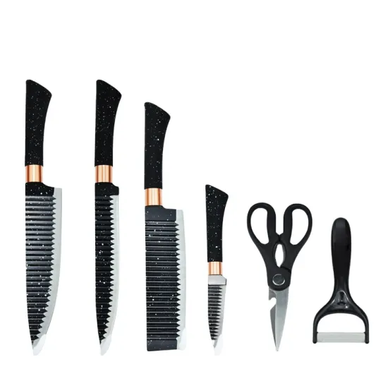 Manufacturer Wholesale Kitchen 6 Piece Set Nonstick Color Coated Black Knife Set