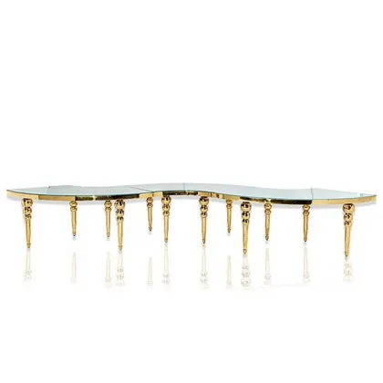 Modern High-Quality Glass Top S Shape Wedding Dining Table