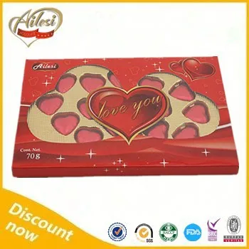 70g Chocolate/Valentine love yousolid heart chocolate/heart shape chocolate