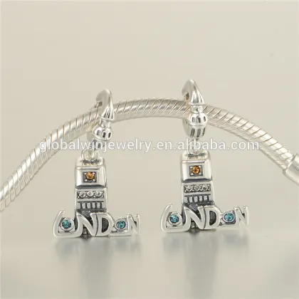 925 Sterling Silver Jewelry Big Ben Pendant London Bracelet Charms