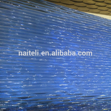 blue waved 3 panel shower door, resin shower panel