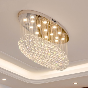 Modern Oval Hanging Lamp with K9 Crystal for Bedroom and Dining Room Decor