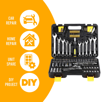 140 Piece Tool Kit with Adjustable Wrench in Hard Case