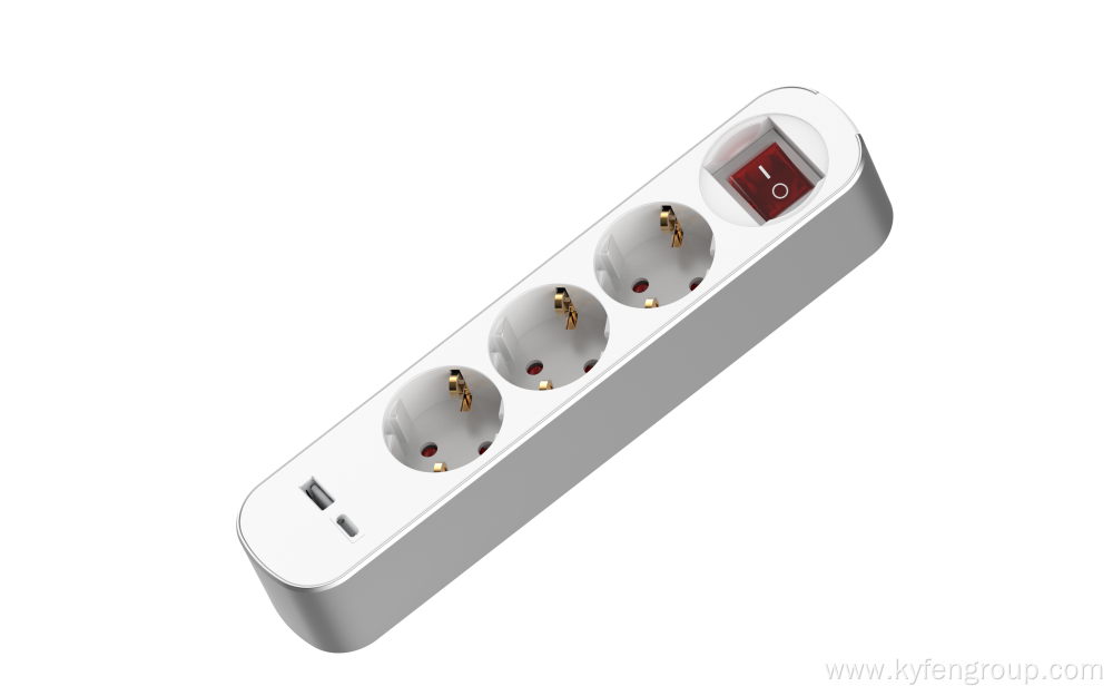 Germany 3-way Power Strip with USB