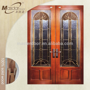 Fancy solid wooden door with glass