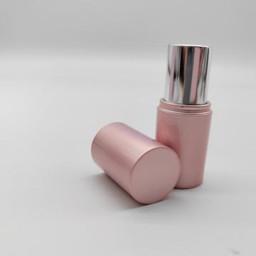 Tubo de lápiz labial de metalización rosa de plástico cosmético