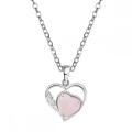 Rose Quartz Love Heart Birthstone Pendant Gemstone Necklaces for Women