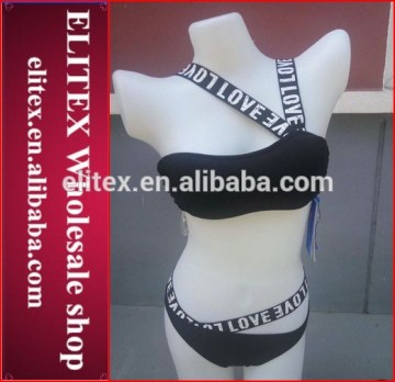 Wholesale Black English Note Single Shoulder Sexy Woman Bikini 2017