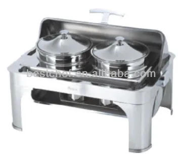 18-10 stainless steel Oblong roll-top double soup station