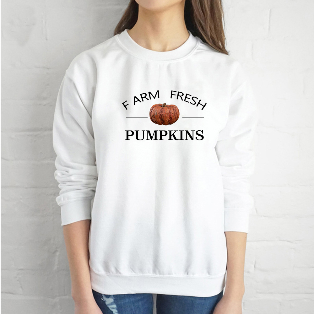 Farm Fresh Pumpkins Spring Autumn Hoodies Women Prairie Sweatshirt Hipster Loose Clothes High Quality Pullover American Apparel