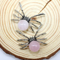 Rose Quartz 16MM Ball Antique Silver Spider Pendant (47x40mm) for DIY Making Jewelry