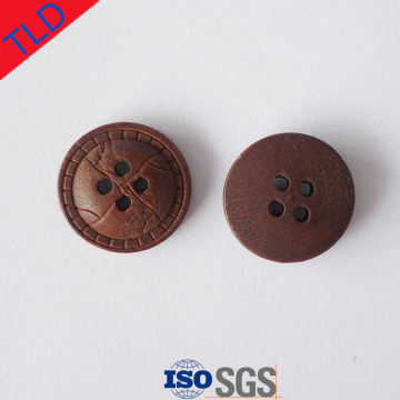 4 hole nature round wood button for garment
