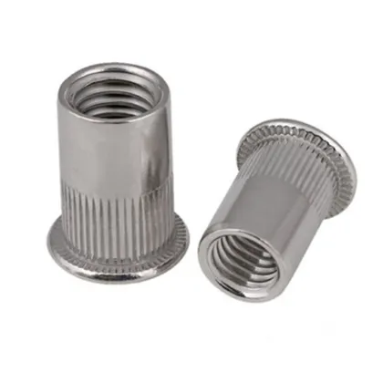 Stainless Steel Rivnut SS304 SS316: Flat Head, Knurled Body, Threaded Flange, Removable Rivet Nuts - Blind & Through Bolts