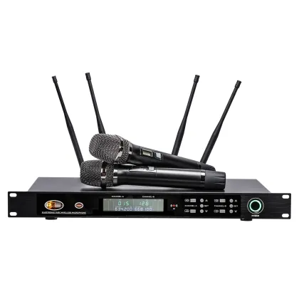 R-0334 UHF 2 Channel Metal Wireless Microphone with 4 Antennas