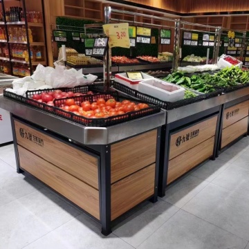 Double-sided Supermarket Fruit and Vegetable Display Shelf