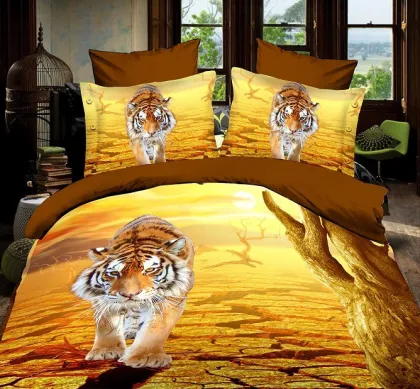 animal tiger print 3D bedding set with quilt cover bed sheet