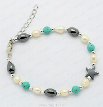 turquoise hematite beads bracelet