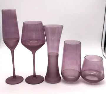 copa de vino sin tallo de color púrpura copa de champán
