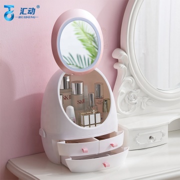 Multi-functional Storage Box: Simplify Your Beauty Routine with a Fashion Cosmetic Organizer, LED Mirror, and Dust-Proof Drawer