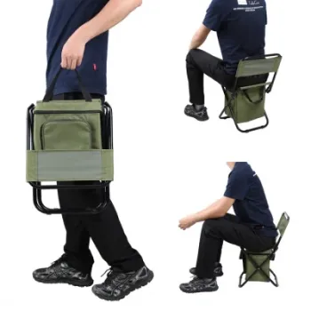 Wear-Resistant Green Camouflage Blue PVC Oxford Cloth Metal Fishing Folding Camping Chair
