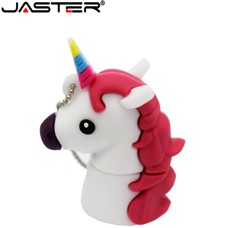 JASTER New Style Cartoon Unicorn Pen Drive 64gb 32gb usb flash drive cute horse pendrive real capacity 4gb 16gb memory stick