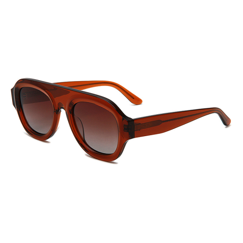Single-Bridge Acetate Marbled Frame Sunglasses