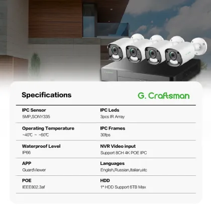 UNV Uniview Protocol 5MP Infrared Night Vision Home CCTV Security Camera NVR System with Motion Detection