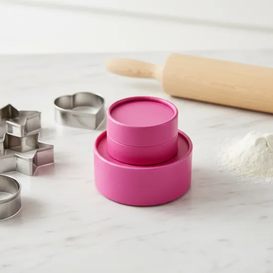 Pink Paper Gift Box Circular with Custom Design