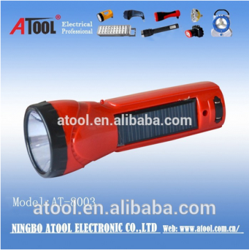 2015 rechargeable solar plastic led flashlight
