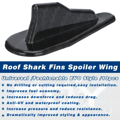 Universal EVO-Style ABS Roof Shark Fins Spoiler Wing Kit - Vortex Generator 10pc PQY-SFB08