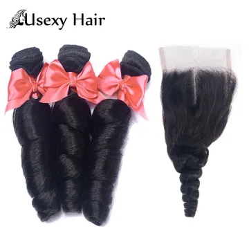 Usexy Top Quality 100% Human Hair Bundles Loose Wave Raw Malaysian Hair Bundles With Closure