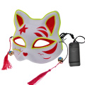 Máscara japonesa de iluminação LED de raposa adereço para cosplay
