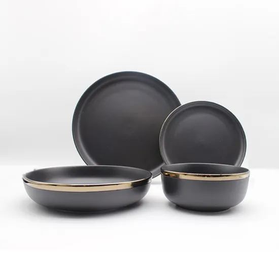 Wholesale Luxury Porcelain Gold Rim Ceramic Tableware Sets