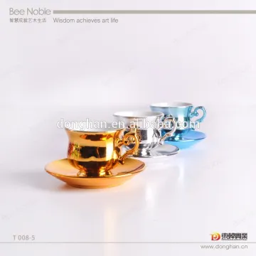hotsales pure color electroplate mug and saucer at a low price