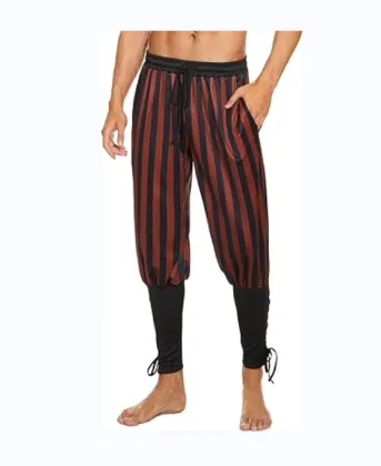 Men's Medieval Trousers with Striped Pirate Trousers