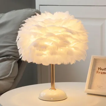 Modern LED Luxury Hotel Lobby and Bedroom Feather Side Table Lamps - New Design Lamparas De Mesa Con Plumas