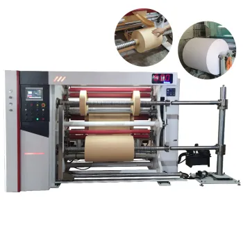 Automated Slitting Machine for Self-Adhesive Glue Paper: Converting Big Rolls to Small Rolls with an Air Knife and Automatic Cleaning Feature
