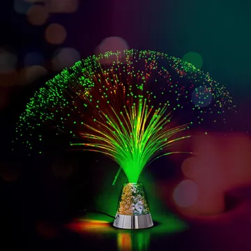 Custom RGB Color-Changing LED Fiber Optic Lamp with Crystal Base