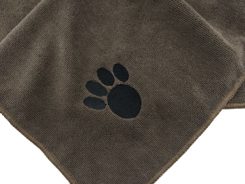 Microfiber Dog Cat Paw Embroidery Towel