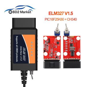 ELM327 V1.5 USB OBD2 diagnostic tool HS CAN / MS CAN Switch PIC18F25K80 CH340 car diagnostics obd2 elm 327 scanner brush hidden