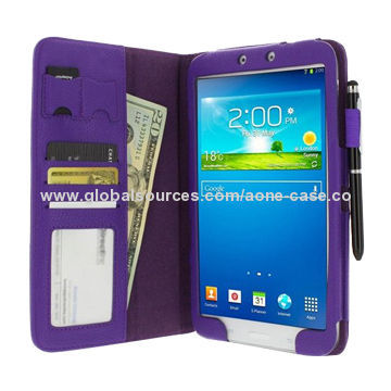 Leather Tablet Cases for Samsung Galaxy Tab 3 10.1, with Credit Card Slots and Stand Function