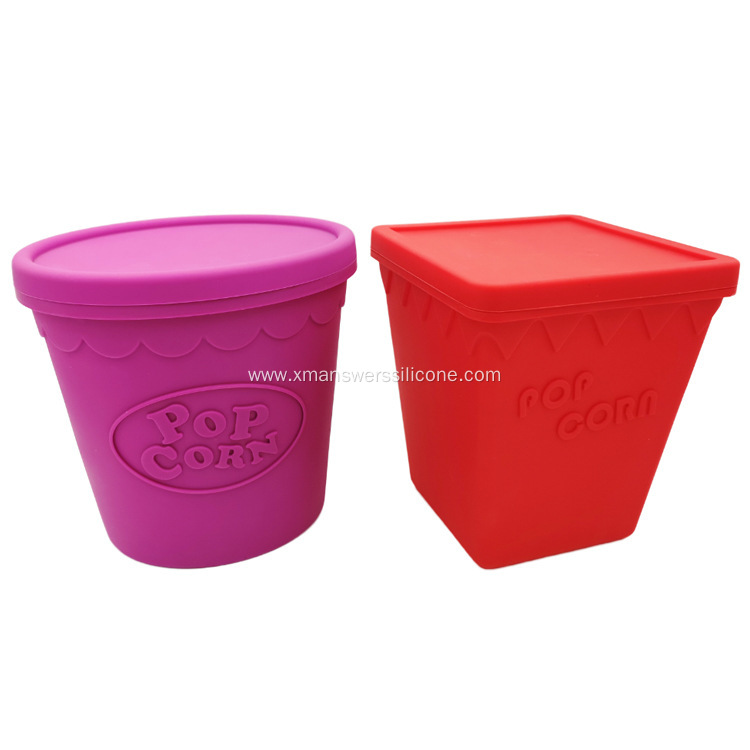 Silicone popcornbowl with handle popcorn bucket with lid