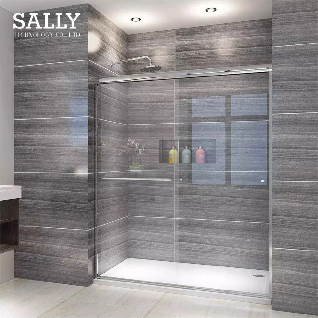 Puerta enmarcada de ducha corredera de doble bypass de vidrio templado de Sally para el baño de baño de baño