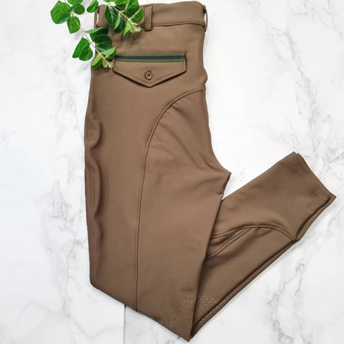 High Quality Brown Stretchy Polyester Men's Riding Breeches